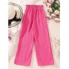 imageFloerns Girls Paperbag Waist Plisse Wide Leg Elastic Waist Loose Fit Long PantsHot Pink
