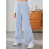 imageFloerns Girls Solid Elastic High Waist Sweatpants Running Loose Fit Pants TrousersLight Blue