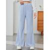 imageFloerns Girls Solid Elastic High Waist Sweatpants Running Loose Fit Pants TrousersLight Blue