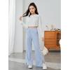 imageFloerns Girls Solid Elastic High Waist Sweatpants Running Loose Fit Pants TrousersLight Blue