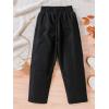 imageFloerns Girls Straight Leg Elastic Waist Trousers Bow Front Solid Shirred PantsBlack