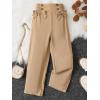 imageFloerns Girls Straight Leg Elastic Waist Trousers Bow Front Solid Shirred PantsKhaki