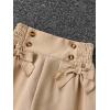 imageFloerns Girls Straight Leg Elastic Waist Trousers Bow Front Solid Shirred PantsKhaki