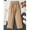 imageFloerns Girls Straight Leg Elastic Waist Trousers Bow Front Solid Shirred PantsKhaki