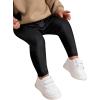 imageFloerns Girls and Toddlers Classic Solid Footless Tights Leggings PU Leather PantsBlack