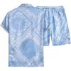 imageFloerns Mens 2 Piece Outfit Hawaiian Button Down Shirts and Shorts SetBlue Paisley