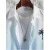 imageFloerns Mens 2 Piece Outfit Hawaiian Button Down Shirts and Shorts SetLight Blue