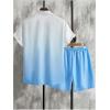 imageFloerns Mens 2 Piece Outfit Hawaiian Button Down Shirts and Shorts SetLight Blue