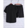 imageFloerns Mens 2 Piece Outfit Short Sleeve Shirt Blouse and Drawstring Shorts SetSolid Black