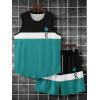 imageFloerns Mens 2 Piece Outfit Sleeveless Colorblock Tank Drawstring Waist Shorts SetGreen