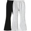 imageFloerns Toddler Girls 2 Pcs Elastic Waist Leggings Solid Bell Bottom Casual PantsBlack and Grey