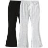 imageFloerns Toddler Girls 2 Pcs Elastic Waist Leggings Solid Bell Bottom Casual PantsBlack and Grey