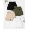 imageFloerns Toddler Girls 4 Pcs Solid Elastic Paperbag Waist Kid Clothes Casual ShortsBlack