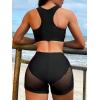 imageFloerns Womens 2 Piece Fishnet Mesh Racerback Solid Bikini Swimsuit Bathing Suit Set