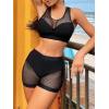imageFloerns Womens 2 Piece Fishnet Mesh Racerback Solid Bikini Swimsuit Bathing Suit Set