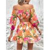 imageFloerns Womens 2 Piece Outfit Floral Off Shoulder Crop Top and Ruffle Skirt SetYellow