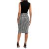imageFloerns Womens 2 Piece Outfit Mock Neck Tank Top Houndstooth Skirt Set DressBlack and White