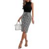 imageFloerns Womens 2 Piece Outfit Mock Neck Tank Top Houndstooth Skirt Set DressBlack and White