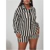imageFloerns Womens 2 Piece Outfit Striped Long Sleeve Blouse Top with Shorts SetBlack