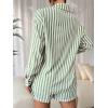 imageFloerns Womens 2 Piece Outfit Striped Long Sleeve Blouse Top with Shorts SetGreen White
