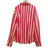imageFloerns Womens 2 Piece Outfit Striped Long Sleeve Blouse Top with Shorts SetPink and Khaki