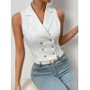 imageFloerns Womens Double Breasted Sleeveless Notched Lapel Vest Blazer JacketWhite