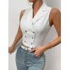 imageFloerns Womens Double Breasted Sleeveless Notched Lapel Vest Blazer JacketWhite