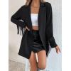 imageFloerns Womens Lapel Collar Long Sleeve Button Front Fringe Trim Blazer Jacket Black L