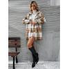 imageFloerns Womens Plaid Print Button Front Jacket Coat with Skirt Set 2 Piece OutfitBrown Multi