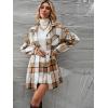 imageFloerns Womens Plaid Print Button Front Jacket Coat with Skirt Set 2 Piece OutfitBrown Multi