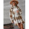 imageFloerns Womens Plaid Print Button Front Jacket Coat with Skirt Set 2 Piece OutfitBrown Multi
