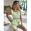 imageFloerns Womens Plaid Print Shorts Set Backless Crop Tank Top Two Piece OutfitsGreen