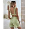 imageFloerns Womens Plaid Print Shorts Set Backless Crop Tank Top Two Piece OutfitsGreen