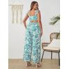 imageFloerns Womens Plus Size Floral Tie Shoulder Crop Tops Wide Leg Pants 2 Piece Summer SetsMint Blue Multi