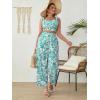 imageFloerns Womens Plus Size Floral Tie Shoulder Crop Tops Wide Leg Pants 2 Piece Summer SetsMint Blue Multi