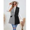 imageFloerns Womens Plus Size Houndstooth Print Colorblock Shawl Collar Vest BlazerA Black and White