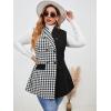 imageFloerns Womens Plus Size Houndstooth Print Colorblock Shawl Collar Vest BlazerA Black and White