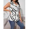 imageFloerns Womens Plus Size Houndstooth Print Colorblock Shawl Collar Vest BlazerBlack White Ivory