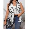 imageFloerns Womens Plus Size Houndstooth Print Colorblock Shawl Collar Vest BlazerBlack White Ivory