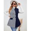 imageFloerns Womens Plus Size Houndstooth Print Colorblock Shawl Collar Vest BlazerBlue and White