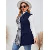 imageFloerns Womens Plus Size Houndstooth Print Colorblock Shawl Collar Vest BlazerBlue and White