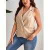 imageFloerns Womens Plus Size Lapel Collar Sleeveless Button Front Vest BlazerApricot