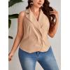 imageFloerns Womens Plus Size Lapel Collar Sleeveless Button Front Vest BlazerApricot
