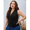 imageFloerns Womens Plus Size Lapel Collar Sleeveless Button Front Vest BlazerBlack