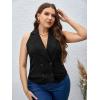 imageFloerns Womens Plus Size Lapel Collar Sleeveless Button Front Vest BlazerBlack