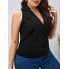 imageFloerns Womens Plus Size Lapel Collar Sleeveless Button Front Vest BlazerBlack