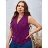 imageFloerns Womens Plus Size Lapel Collar Sleeveless Button Front Vest BlazerPurple