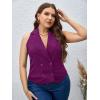imageFloerns Womens Plus Size Lapel Collar Sleeveless Button Front Vest BlazerPurple