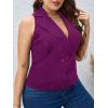 imageFloerns Womens Plus Size Lapel Collar Sleeveless Button Front Vest BlazerPurple