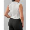 imageFloerns Womens Plus Size Lapel Collar Sleeveless Button Front Vest BlazerWhite
